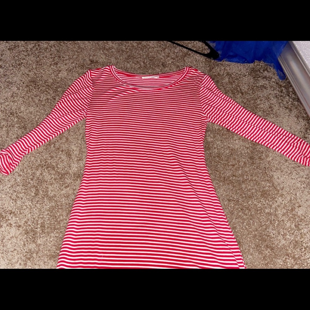 SMALL Body Con Dress Red & White Striped